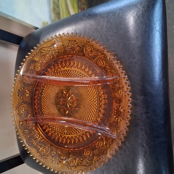 Vintage Amber Glass Plate